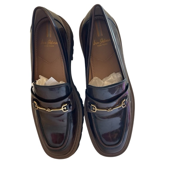 SAM EDELMAN Laurs Lug Sole Loafer Chestnut Shiny Size 10 NWOT - Picture 10 of 13